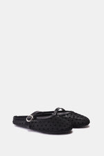 BLACK POLKA MESH MULE