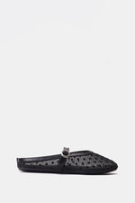 BLACK POLKA MESH MULE