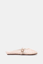 BEIGE POLKA MESH MULE