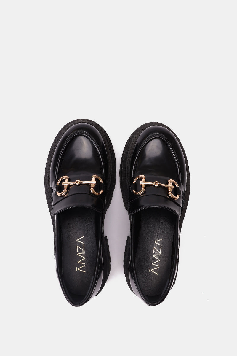 BLACK HORSEBIT CHUNKY LOAFER