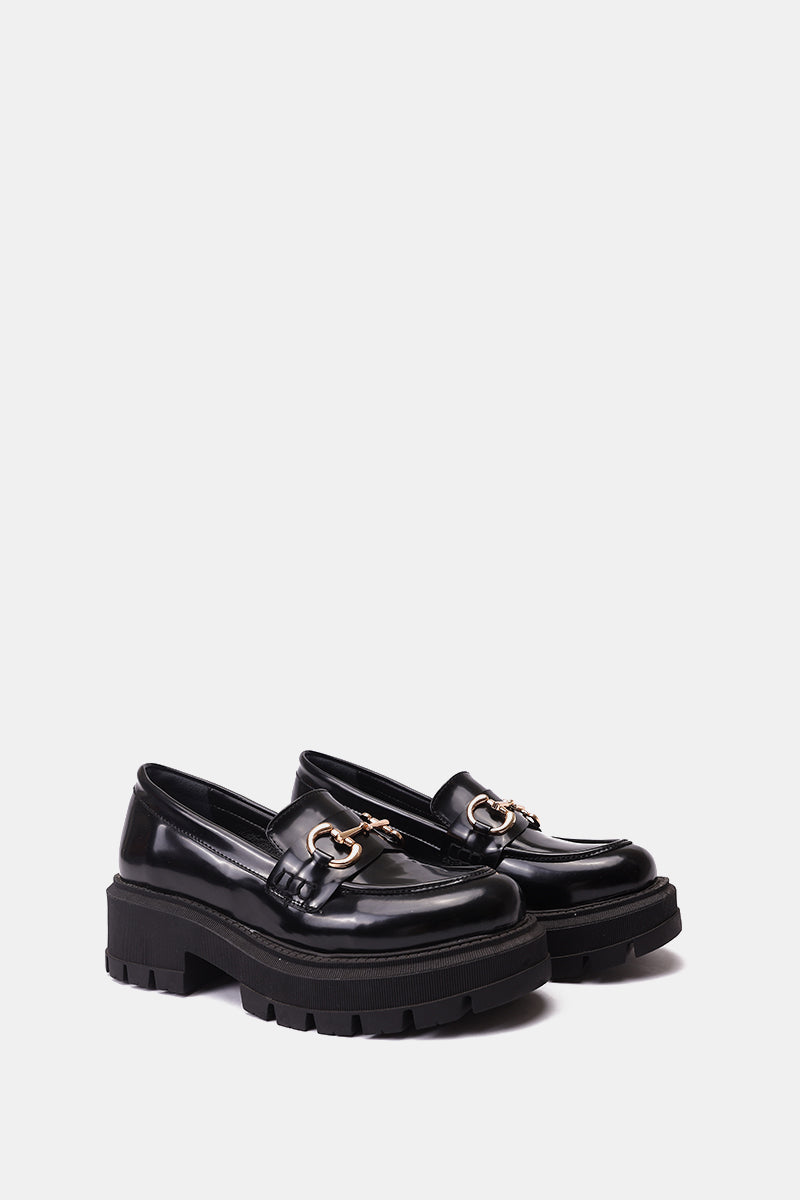 BLACK HORSEBIT CHUNKY LOAFER