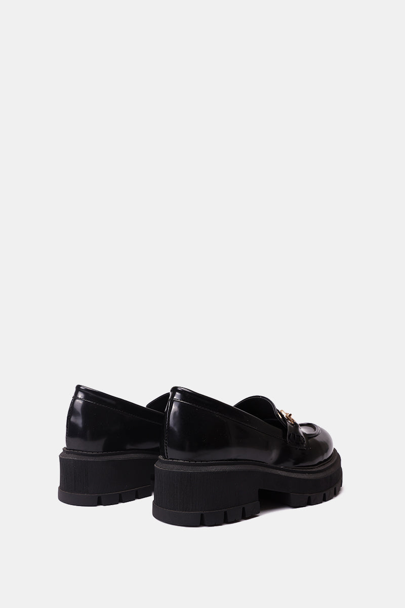 BLACK HORSEBIT CHUNKY LOAFER