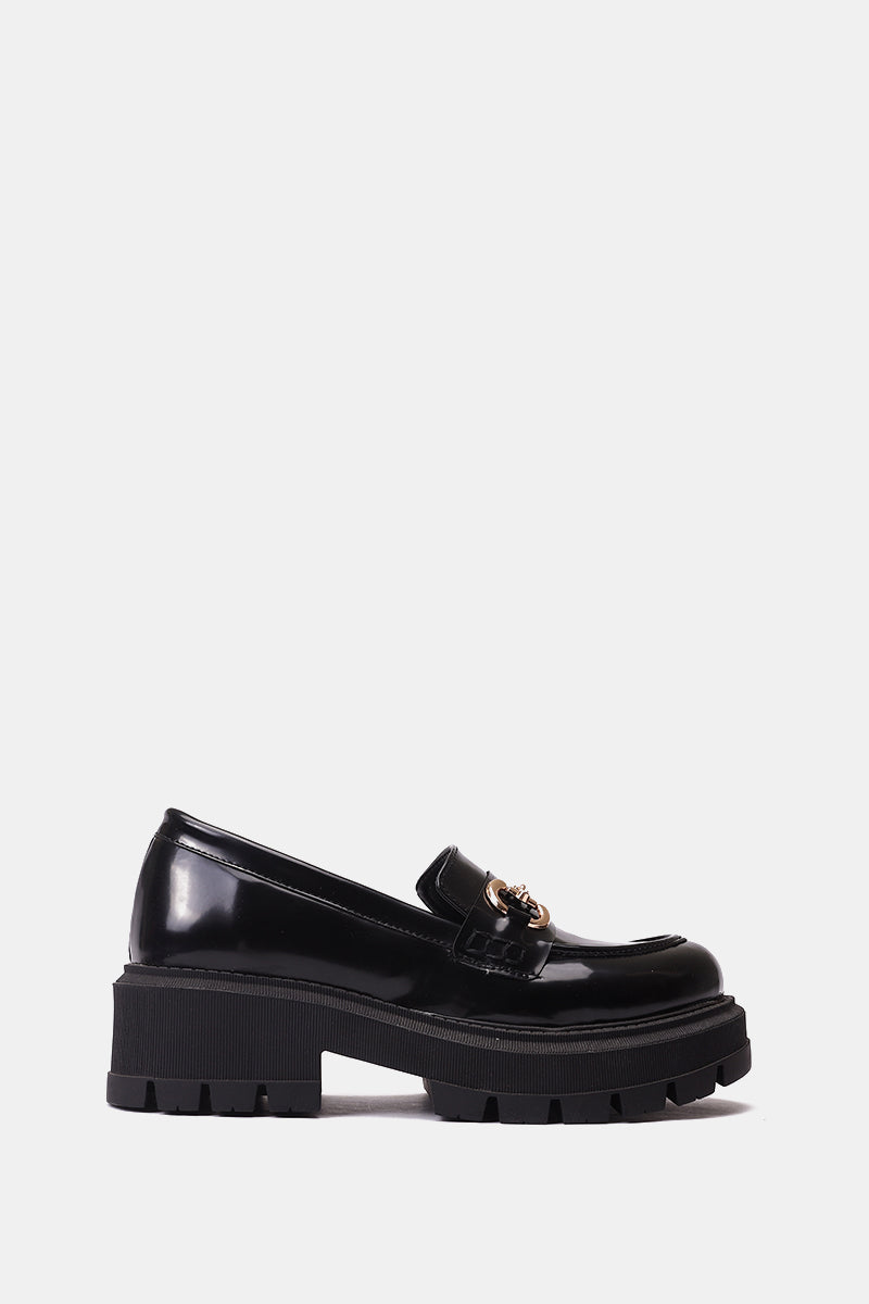 BLACK HORSEBIT CHUNKY LOAFER