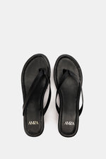 BLACK THONG WEDGE SANDAL