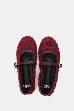 BURGUNDY PEONY SHEER BALLERINA