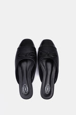 BLACK CAP-TOE BALLET MULE