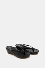 BLACK THONG WEDGE SANDAL