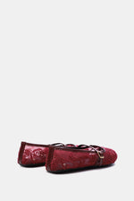 BURGUNDY PEONY SHEER BALLERINA