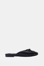 BLACK CAP-TOE BALLET MULE