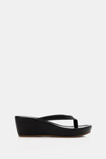 BLACK THONG WEDGE SANDAL
