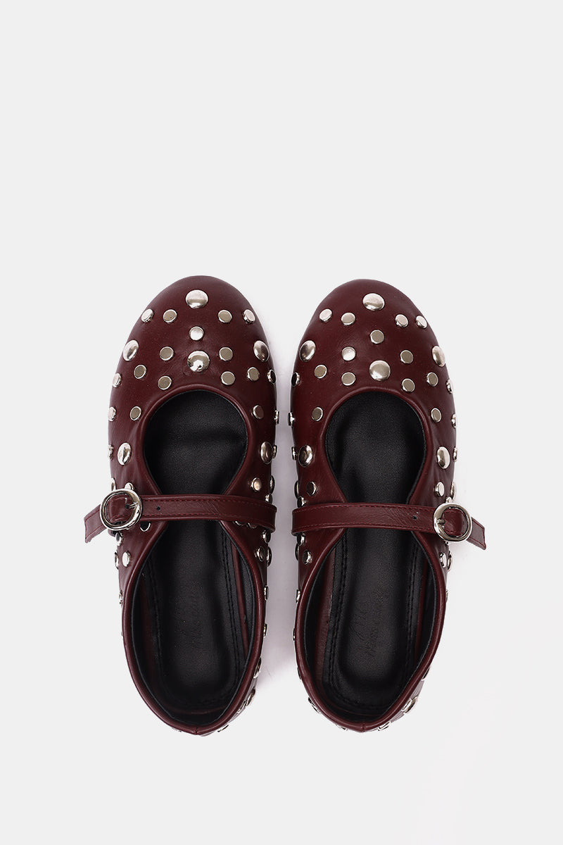 BURGUNDY STUDDED MARY JANE