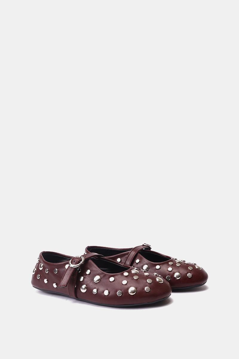 BURGUNDY STUDDED MARY JANE