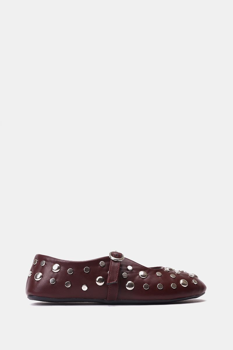 BURGUNDY STUDDED MARY JANE