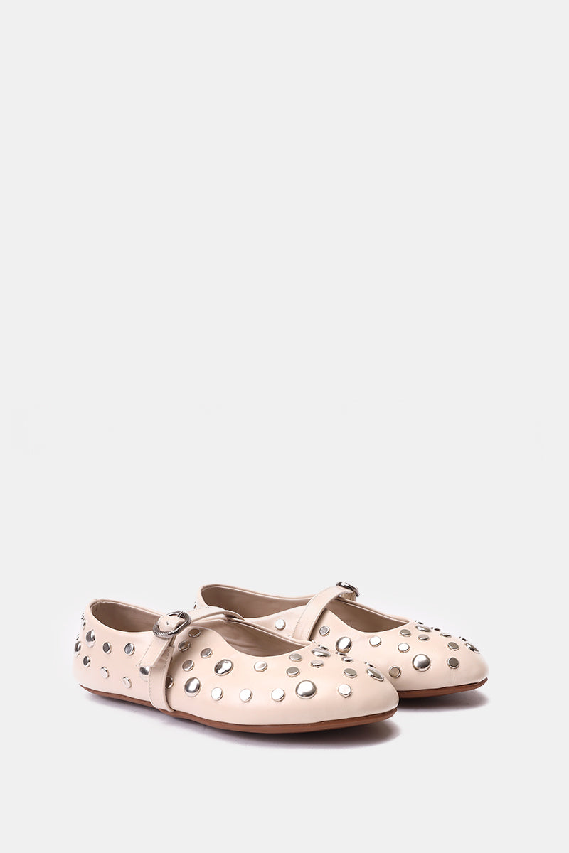 BEIGE STUDDED MARY JANE