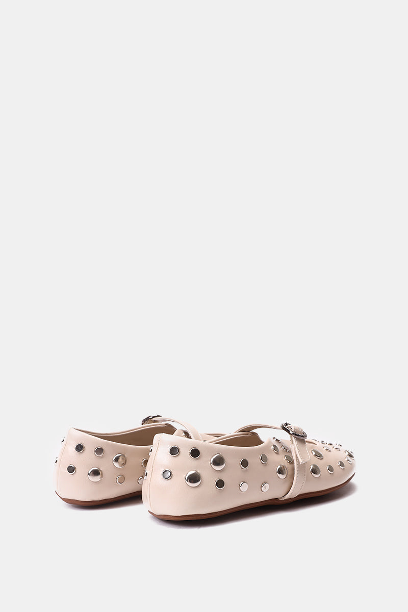 BEIGE STUDDED MARY JANE
