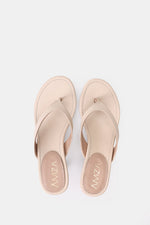 BEIGE LEATHER KITTEN HEEL SANDALS