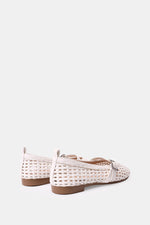 WHITE BUCKLE BRAIDED WOVEN FLAT