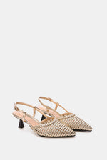 GOLD WOVEN SLINGBACK PUMPS