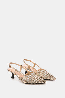 GOLD WOVEN SLINGBACK PUMPS