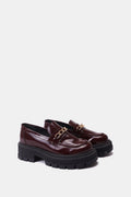 BURGUNDY VERNE LEATHER CHUNKY CHAIN LOAFERS