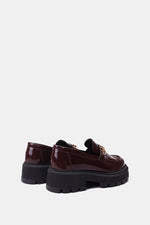 BURGUNDY VERNE LEATHER CHUNKY CHAIN LOAFERS