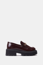 BURGUNDY VERNE LEATHER CHUNKY CHAIN LOAFERS