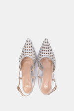 SILVER WOVEN SLINGBACK PUMPS