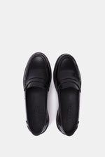 NAVY VERNE LEATHER PENNY LOAFERS