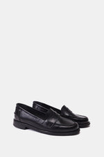 NAVY VERNE LEATHER PENNY LOAFERS