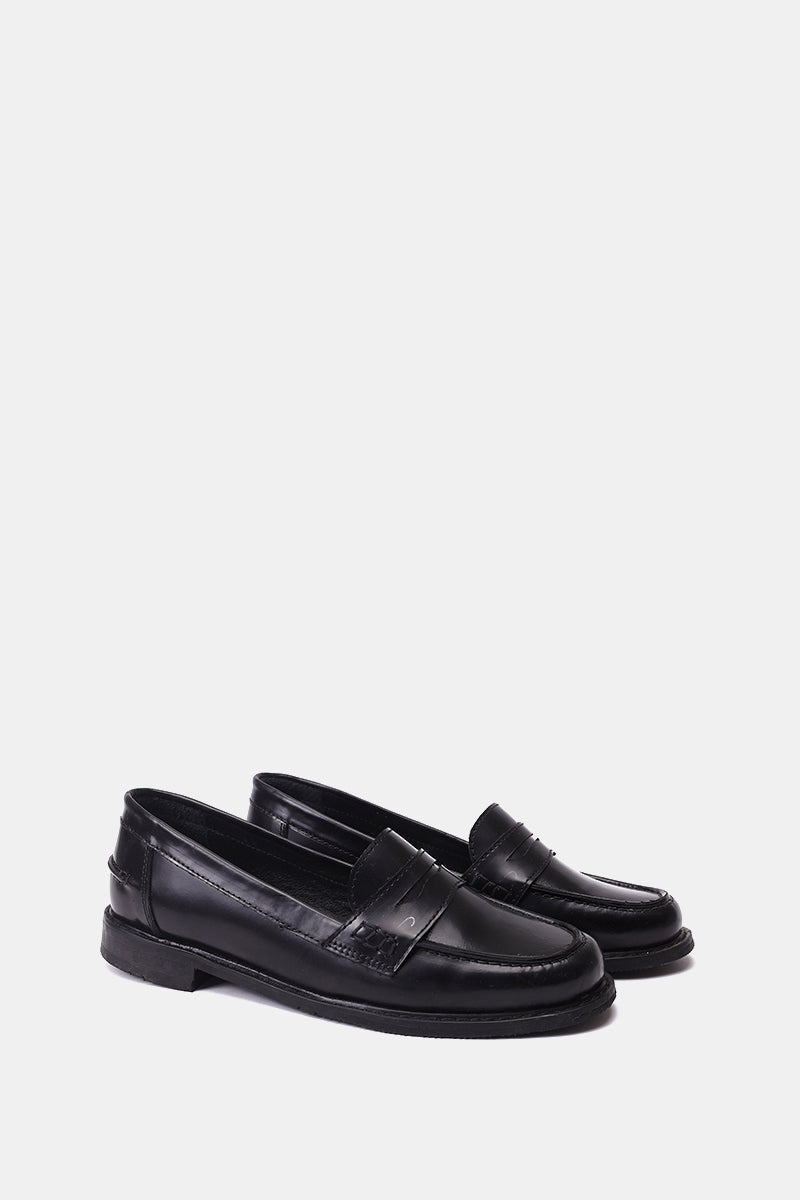 NAVY VERNE LEATHER PENNY LOAFERS