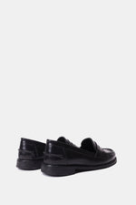 NAVY VERNE LEATHER PENNY LOAFERS