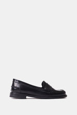 NAVY VERNE LEATHER PENNY LOAFERS