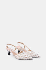 WHITE WOVEN SLINGBACK PUMPS