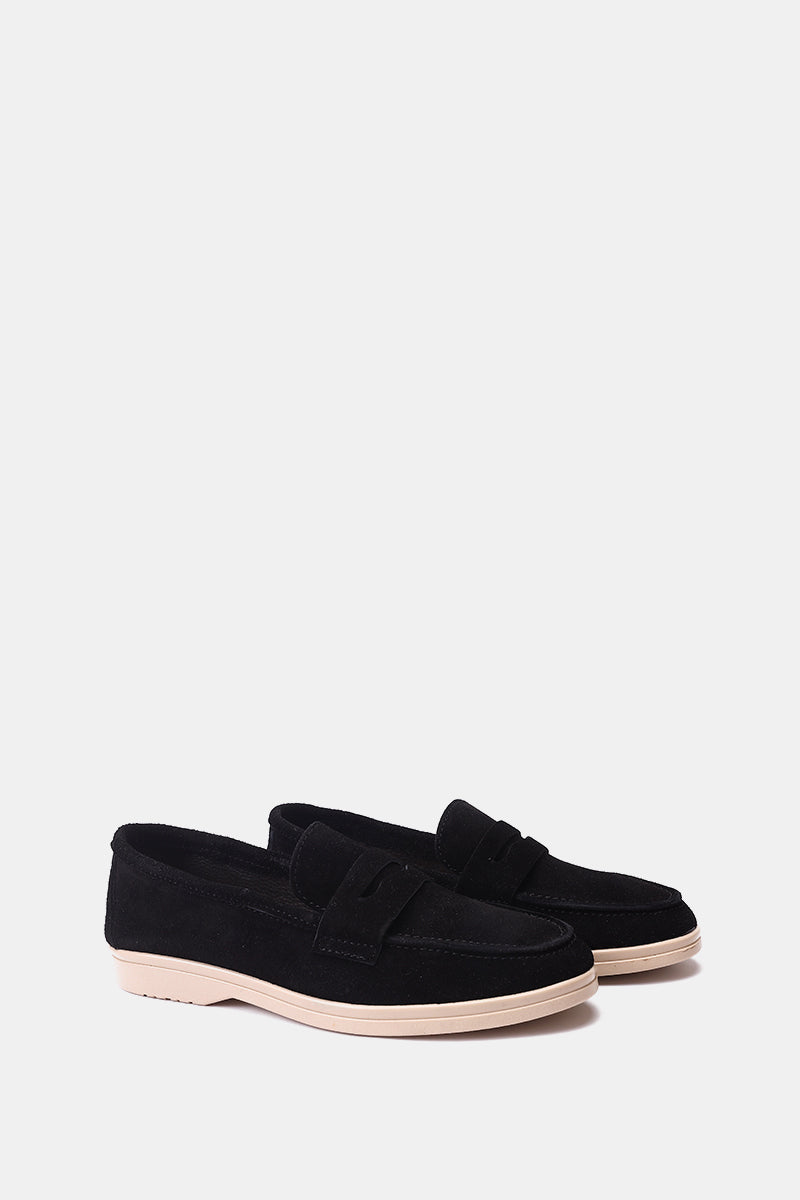 BLACK LEATHER TASSEL LOAFERS