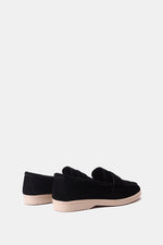 BLACK LEATHER TASSEL LOAFERS