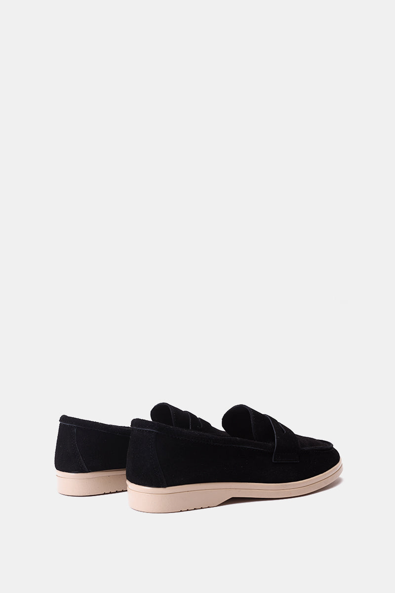 BLACK LEATHER TASSEL LOAFERS
