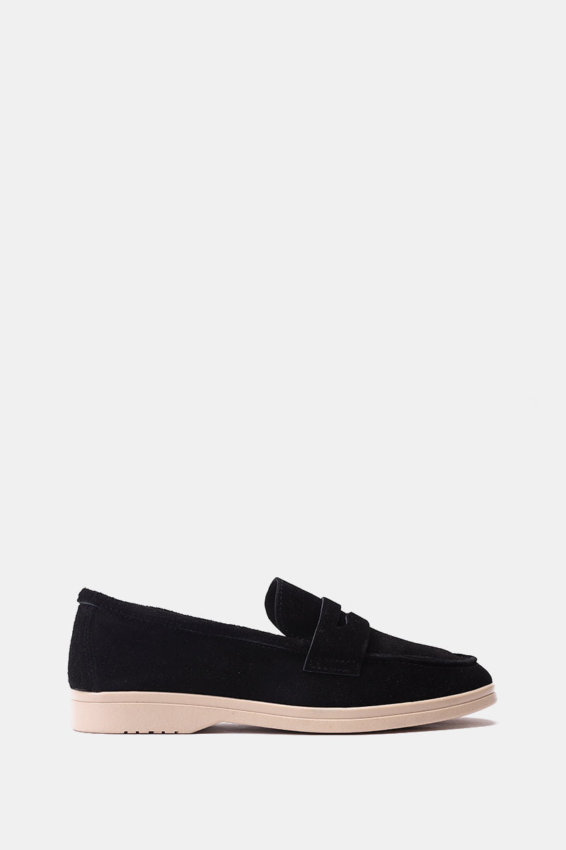 BLACK LEATHER TASSEL LOAFERS