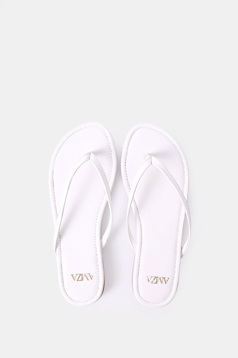 WHITE THONG FLAT SANDAL