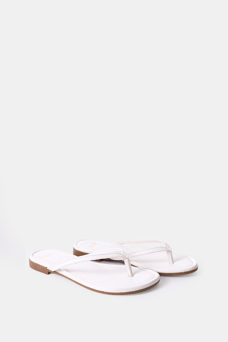WHITE THONG FLAT SANDAL