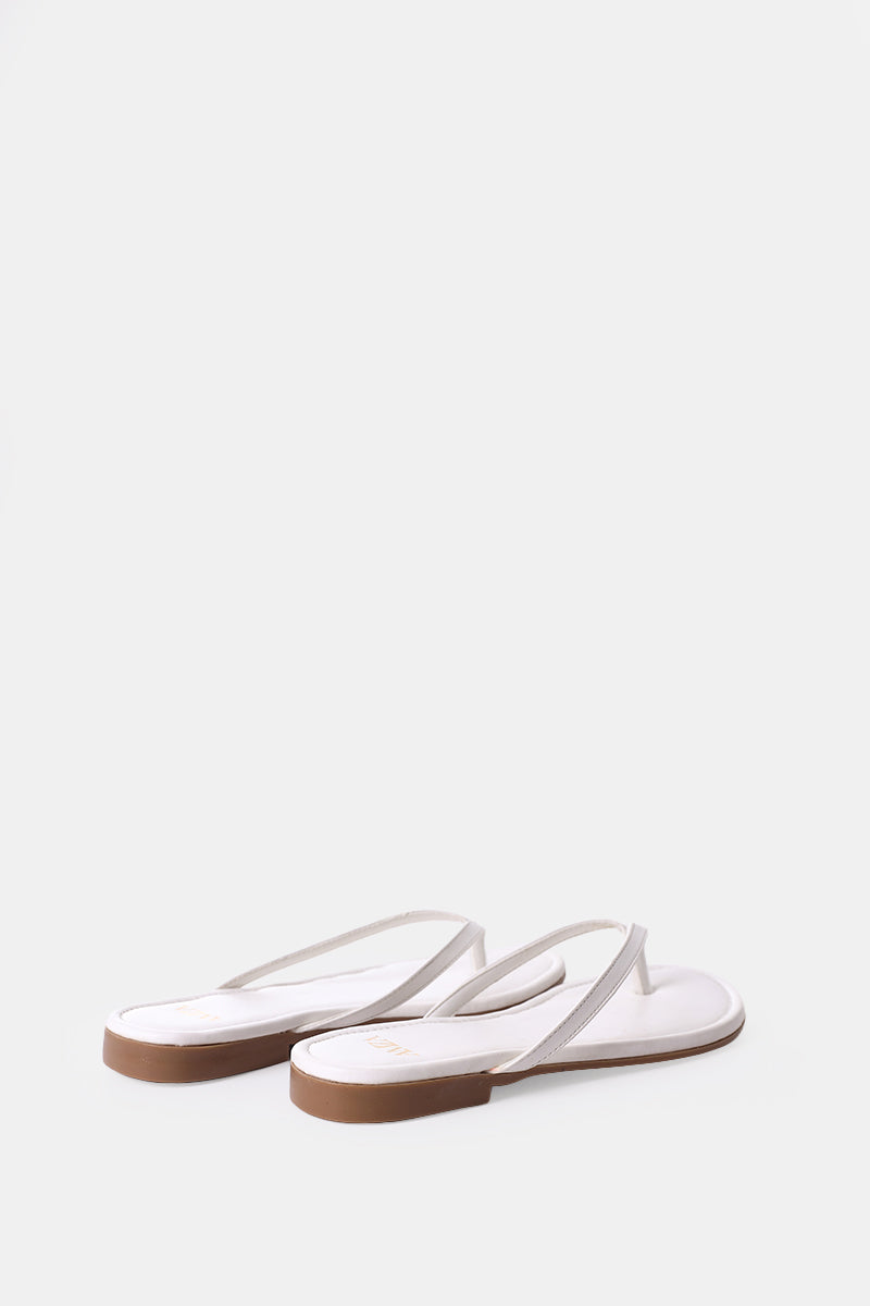 WHITE THONG FLAT SANDAL