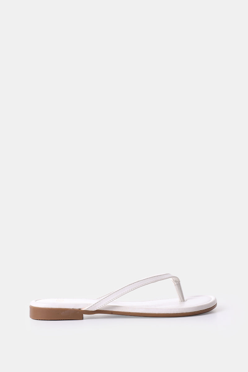 WHITE THONG FLAT SANDAL