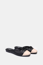 BEIGE CAP-TOE BALLET MULE