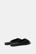 BEIGE CAP-TOE BALLET MULE