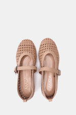COFFEE BUCKLE BRAIDED WOVEN FLAT