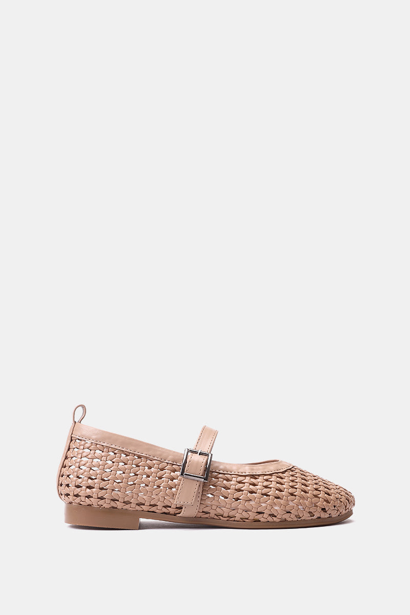 COFFEE BUCKLE BRAIDED WOVEN FLAT
