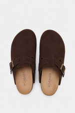 BROWN SUEDE CLOGS
