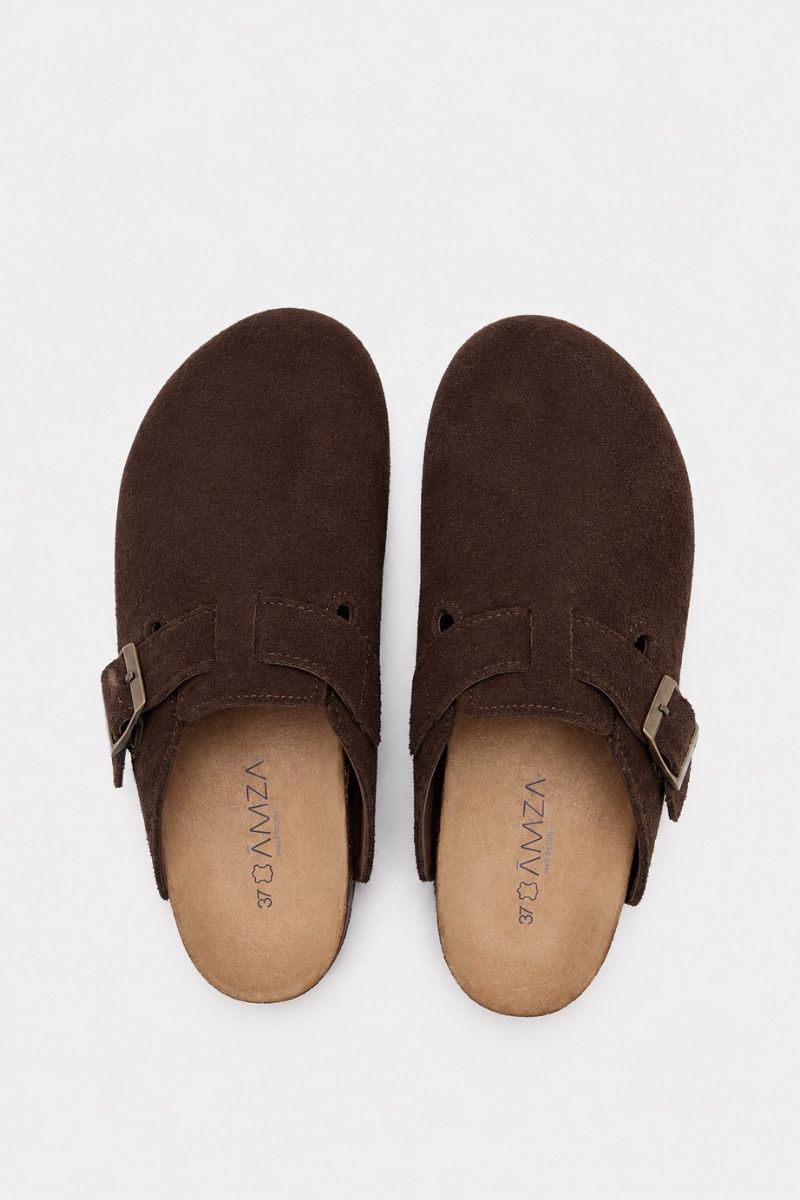 BROWN SUEDE CLOGS