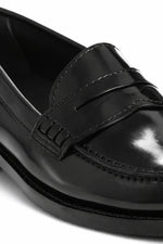 BLACK VERNE LEATHER PENNY LOAFERS