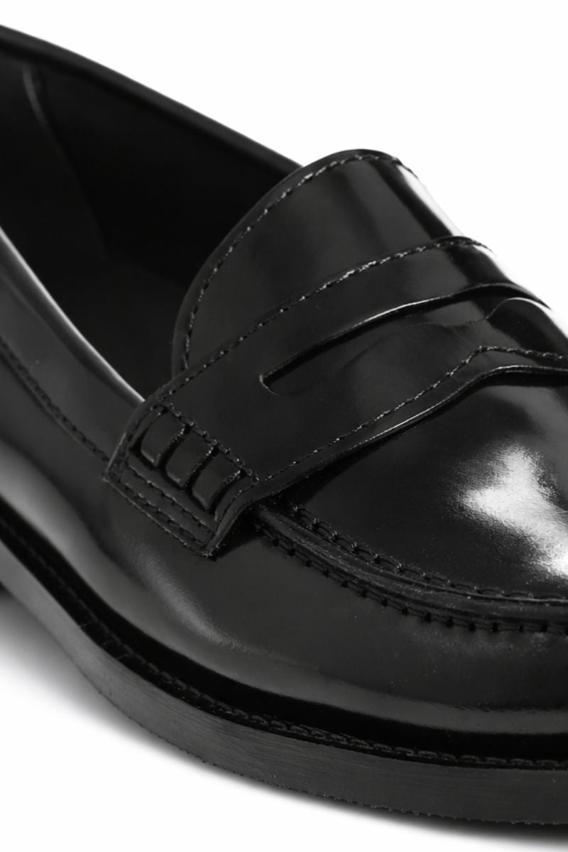 BLACK VERNE LEATHER PENNY LOAFERS