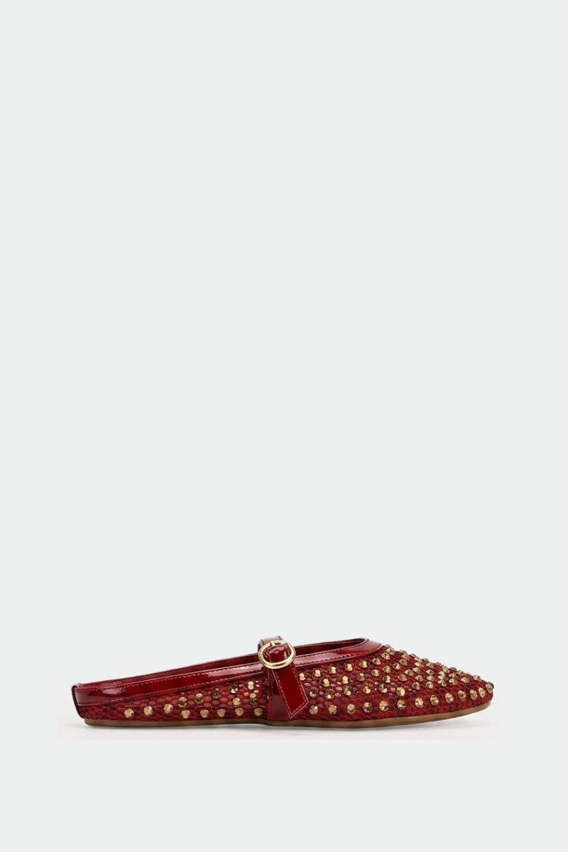JEWELED RED MULE